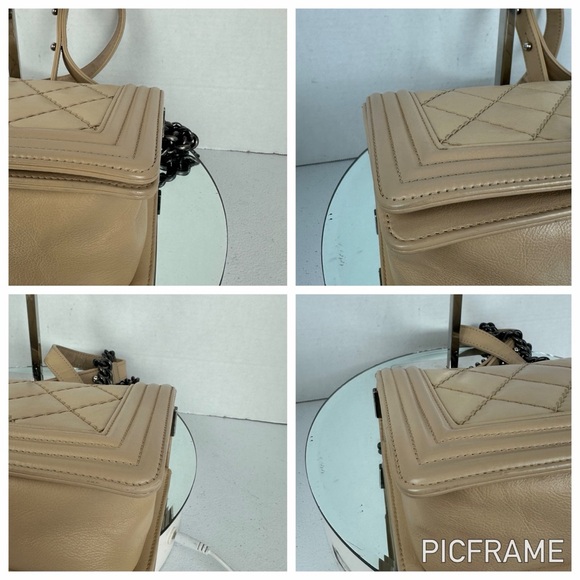 Chanel Boy Bag – Old Medium – Beige Lambskin – Ruthenium Hardware – 18 Series - Picture 11 of 13
